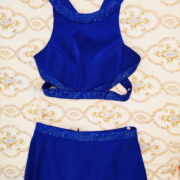 Size zero Royal Blue two,piece Prom dress